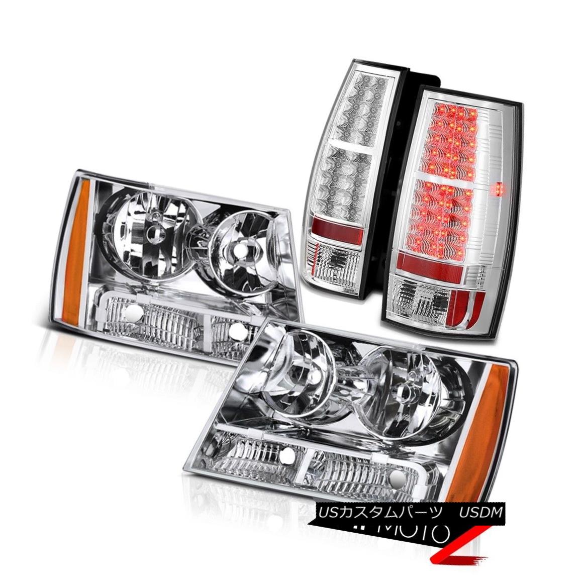 ヘッドライト 07-14 Chevrolet Tahoe Suburban Sterling Chrome Headlights LED Tail Lights Lamps 07-14 Chevrolet Tahoe郊外のスターリングクロームヘッドライトLEDテールライトランプ 【並行輸入品】