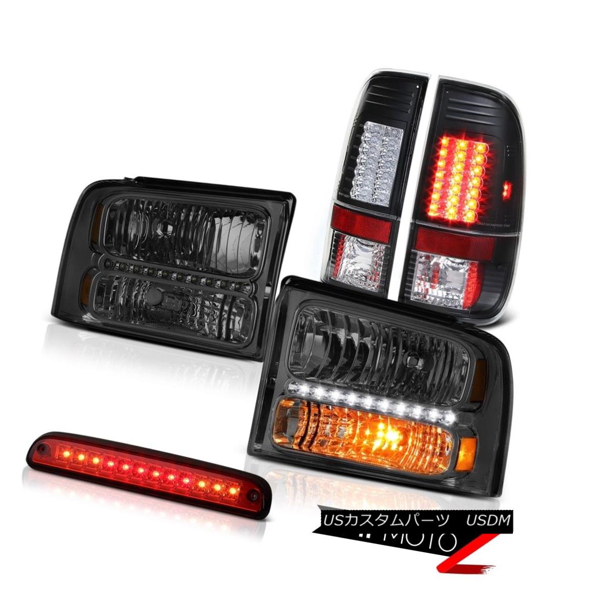ヘッドライト 2005 2006 2007 F350 6.0L Pair Smoke Headlamps Black LED Tail Lamps Red 3rd Brake 2005 2006 2007 F350 6.0LペアスモークヘッドランプブラックLEDテールランプレッド第3ブレーキ 【並行輸入品】