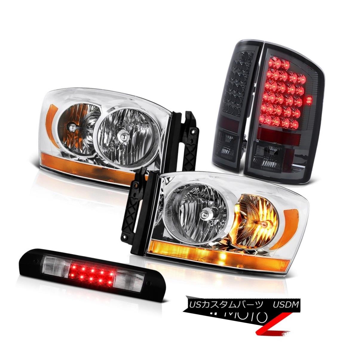 ヘッドライト 2006 Ram 3.7L Clear Chrome Headlamps Matte Black 3RD Brake Lamp Smoked Taillamps 2006 RAM 3.7Lクリアクロームヘッドランプマットブラック3RDブレーキランプスモークタイランプ 【並行輸入品】