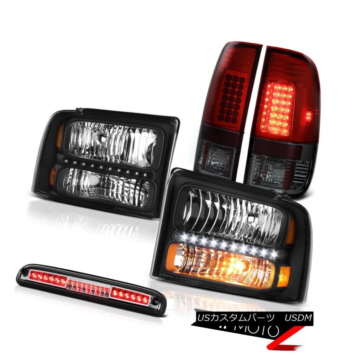 ヘッドライト 2005-2007 F250 Beast Black Headlights Smokey Red L.E.D Tail Lights 3rd Brake LED 2005-2007 F250ビーストブラックヘッドライトスモーキーレッドL.E.Dテールライト第3ブレーキLED 【並行輸入品】