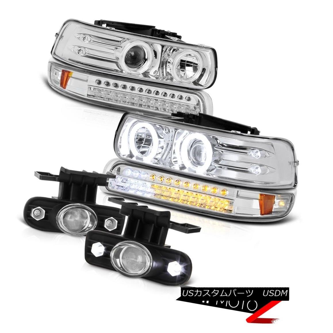 ヘッドライト 99-2002 Chevrolet Silverado Projector Headlight CCLF Angel Eye Euro LED Foglight 99-2002シボレーシルバラードプロジェクターヘッドライトCCFLエンジェルアイユーロLEDフォグライト 【並行輸入品】