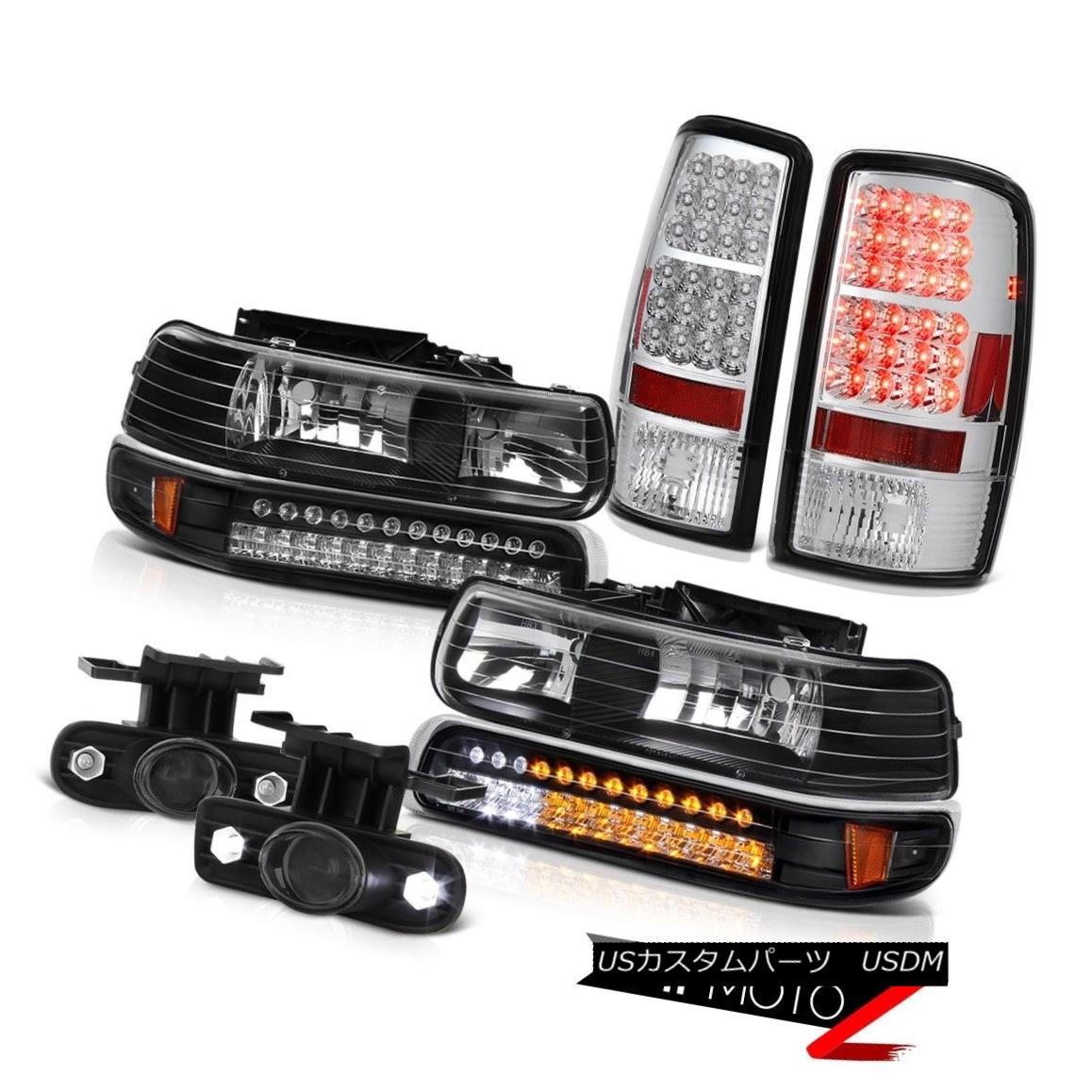 ヘッドライト 2000-06 Suburban 5.3L Black LED Bumper Headlights Bulb Tail Lamps Projector Fog 2000-06郊外5.3LブラックLEDバンパーヘッドライトバルブテールランププロジェクターフォグ 【並行輸入品】