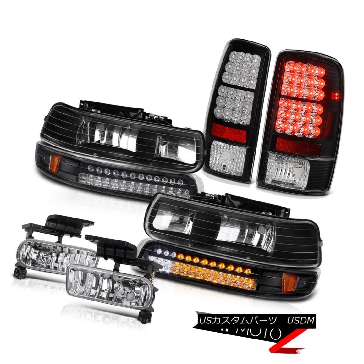 ヘッドライト Crystal Black Headlights LED Bumper SMD Brake Tail Lights Foglamps 00-06 Tahoe クリスタルブラックヘッドライトLEDバンパーSMDブレーキテールライトフォグライト00-06タホ 【並行輸入品】
