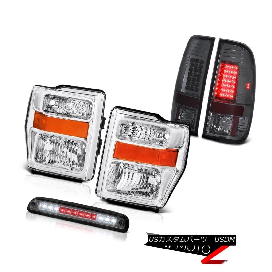 ヘッドライト Pair Chrome Headlights Roof Brake Cargo LED Dark Tail Lights 08 09 10 F350 FX4 ペアクロームヘッドライトルーフブレーキカーゴLEDダークテールライト08 09 10 F350 FX4 【並行輸入品】
