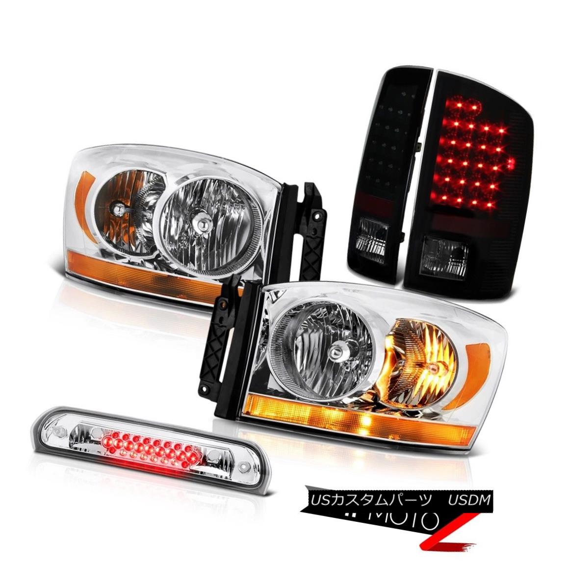 ヘッドライト 07-08 Dodge Ram 1500 5.7L Sterling Chrome Headlights Third Brake Lamp Rear Lamps 07-08ダッジラム1500 5.7Lスターリングクロームヘッドライト第3ブレーキランプリアランプ 【並行輸入品】