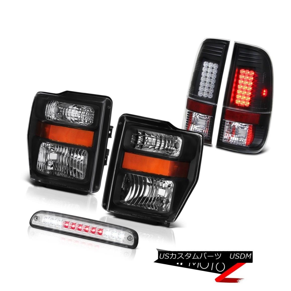 ヘッドライト Black Headlight Chrome 3rd Brake LED Tail Light Assembly 08 09 10 Ford SuperDuty ブラックヘッドライトクローム第3ブレーキLEDテールライトアセンブリ08 09 10 Ford SuperDuty 【並行輸入品】