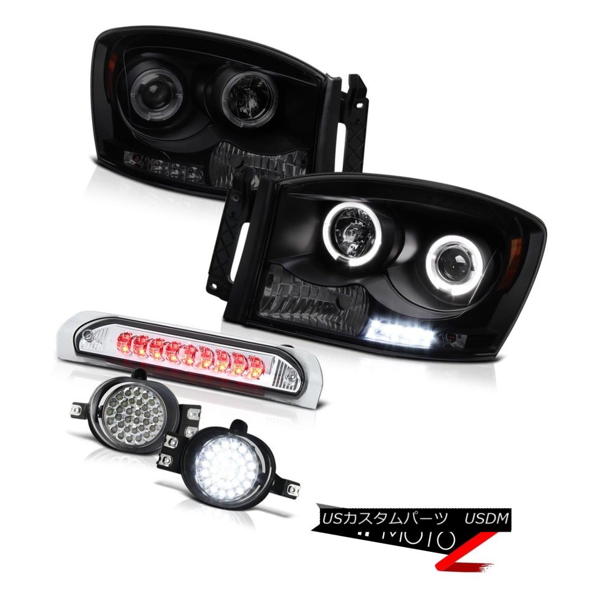 ヘッドライト 2006 Dodge Ram 4.7L Smoke Halo LED Headlight Third Brake Tail Light SMD FOGLAMPS 2006 Dodge Ram 4.7L Smoke Halo LEDヘッドライト第3ブレーキテールライトSMD FOGLAMPS 【並行輸入品】