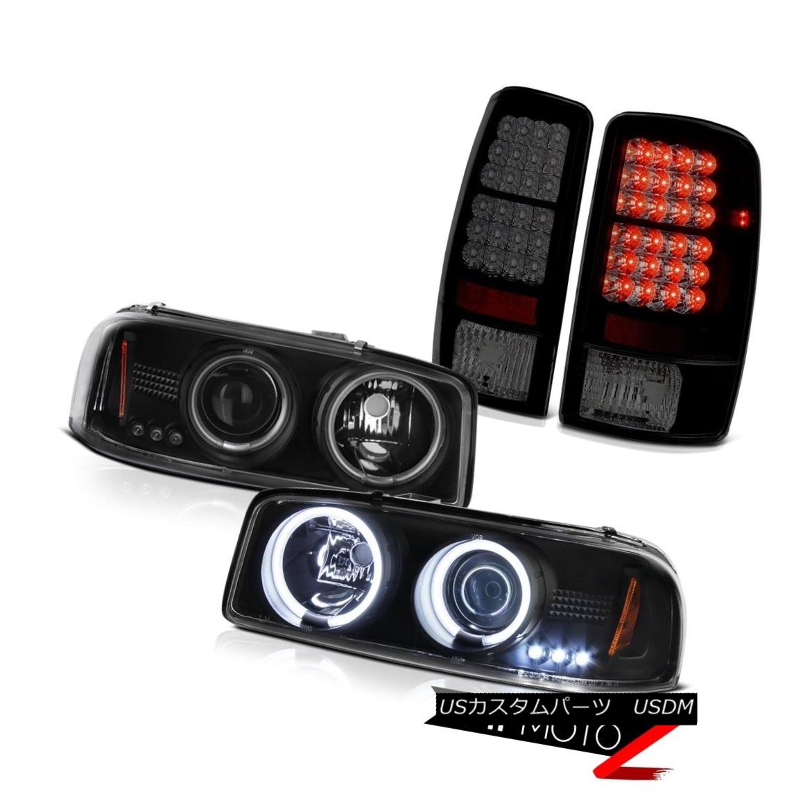 ヘッドライト BRIGHTEST CCFL Angel Eye Headlights 00-06 Yukon Dark Smoke Black LED Tail Lights 明るいCCFLエンジェルアイヘッドライト00-06ユーコンダークスモークブラックLEDテールライト 【並行輸入品】