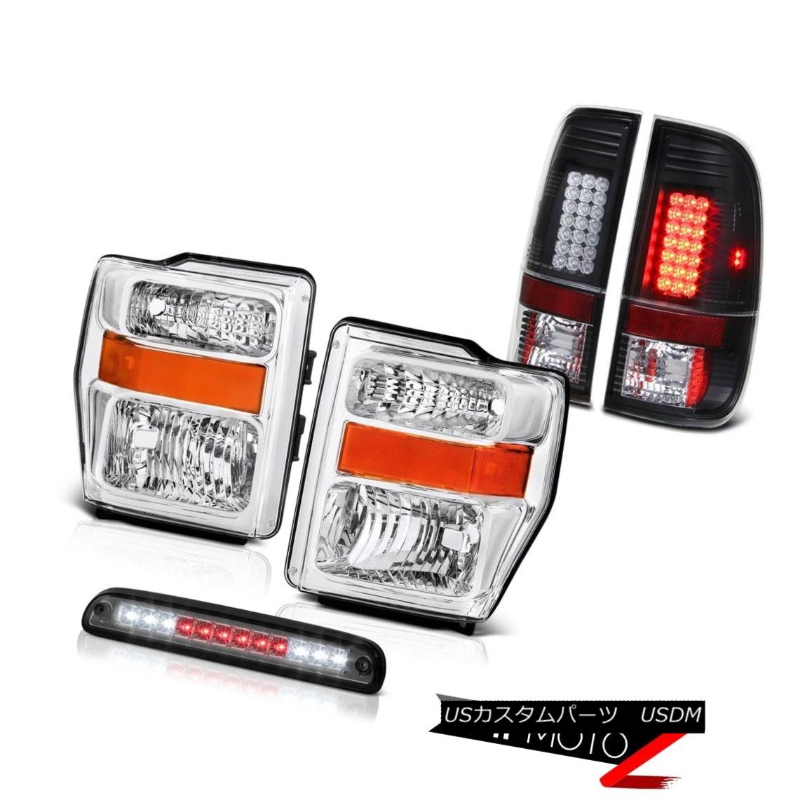 ヘッドライト Chrome Headlamps Tinted 3rd Brake LED Tail Lights Assembly 08 09 10 F350 6.8L クロームヘッドランプは、3番目のブレーキLEDテールライトアセンブリを着色08 09 10 F350 6.8L 【並行輸入品】