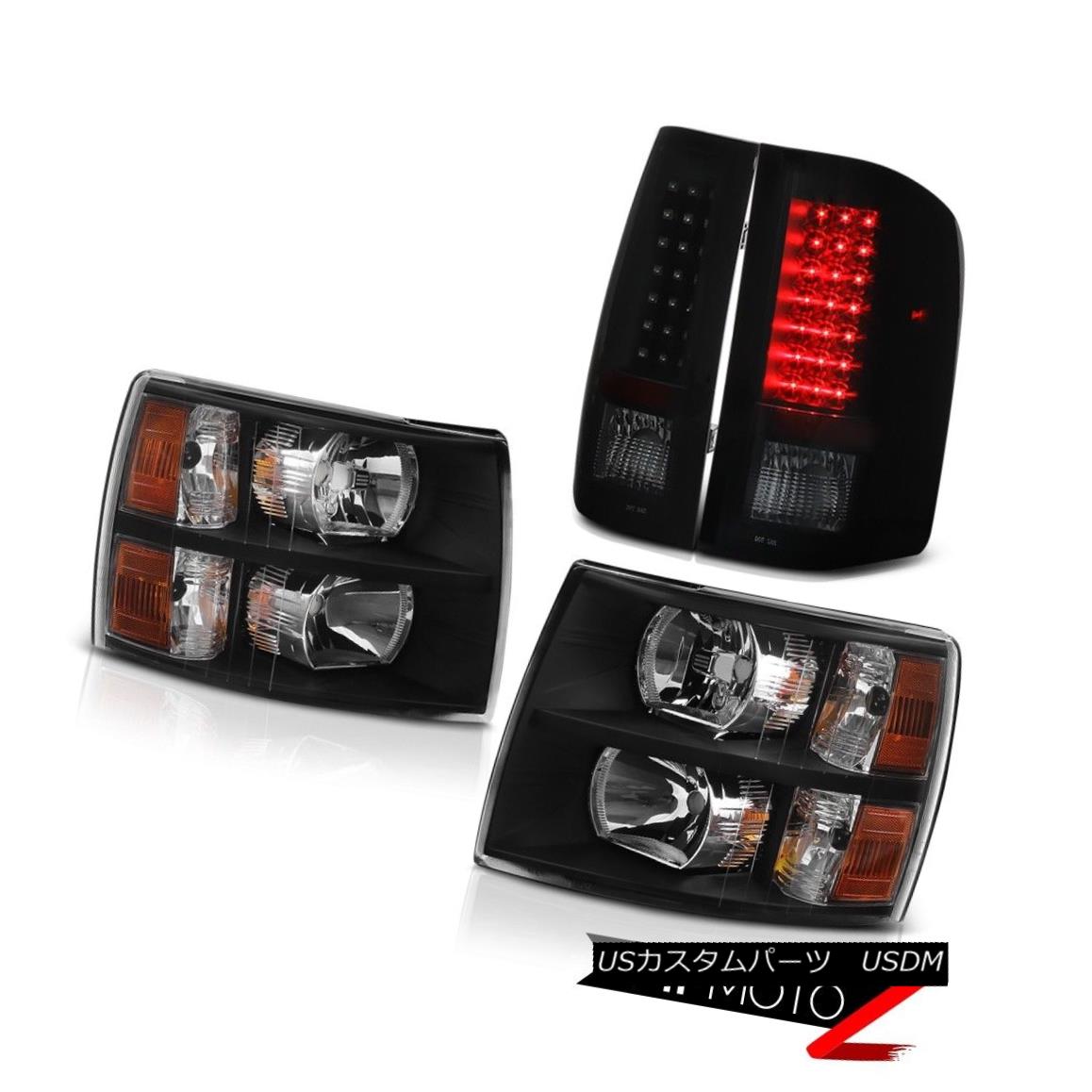 ヘッドライト 07-14 GMT900 Chevy Truck Black Hedlight+{SMOKED/BLACK} LED Tail Light Brake Lamp 07-14 GMT900 Chevy TruckブラックHedlight + {SMOK ED / BLACK} LEDテールライトブレーキランプ 【並行輸入品】