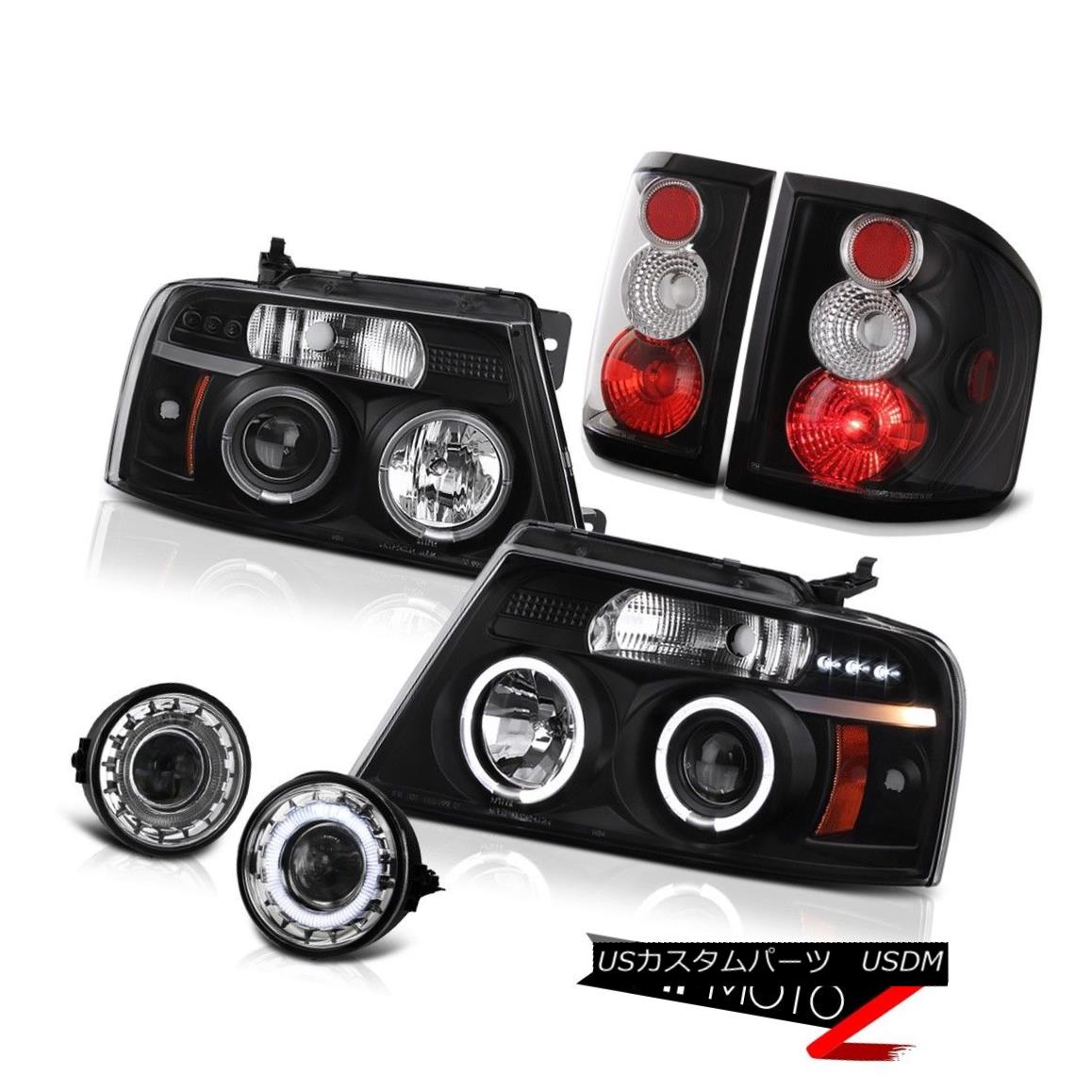 ヘッドライト 2006-2008 F150 FLARESIDE Black Tail Lights Halo LED Headlight Projector Fog Lamp 2006-2008 F150 FLARESIDEブラックテールライトHalo LEDヘッドライトプロジェクターフォグランプ 【並行輸入品】