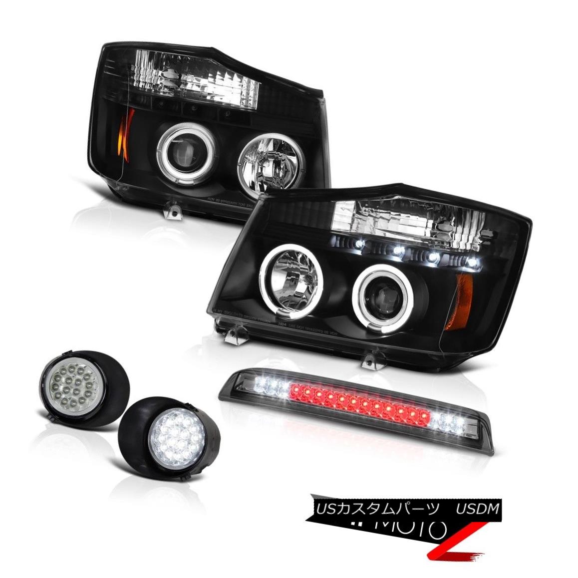 ヘッドライト For 2004-2015 Titan S LED Projector Headlight Wiring+LED Fog High Stop Smoke 2004年?2015年間タイタンS LEDプロジェクターヘッドライト配線+ LEDフォグハイストップスモーク 【並行輸入品】