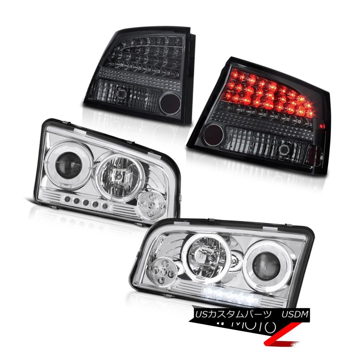 ヘッドライト 2009-2010 Charger Hemi [Euro Halo Angel] Chrome LED Headlights Tail Light Tinted 2009-2010充電器Hemi [ユーロハローエンジェル]クロームLEDヘッドライトテールライトティンテッド 【並行輸入品】