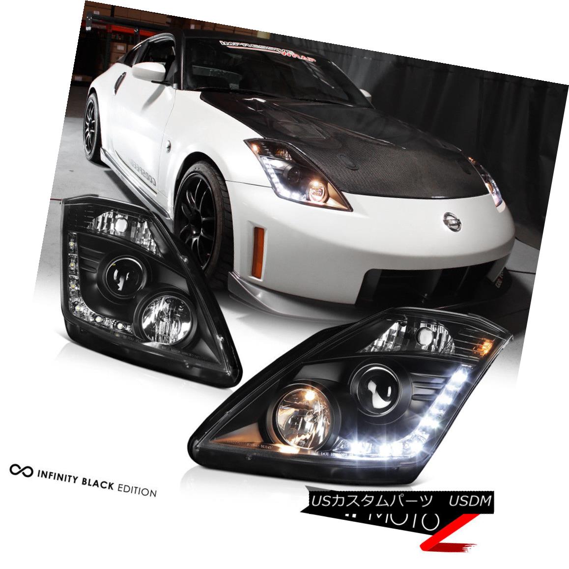 ヘッドライト For 03-05 FairLady Z33 350z New JDM Black Projector Headlight+LED Daytime DRL 03-05 FairLady Z33 350z用新JDMブラックプロジェクターヘッドライト+ LED昼間DRL 【並行輸入品】