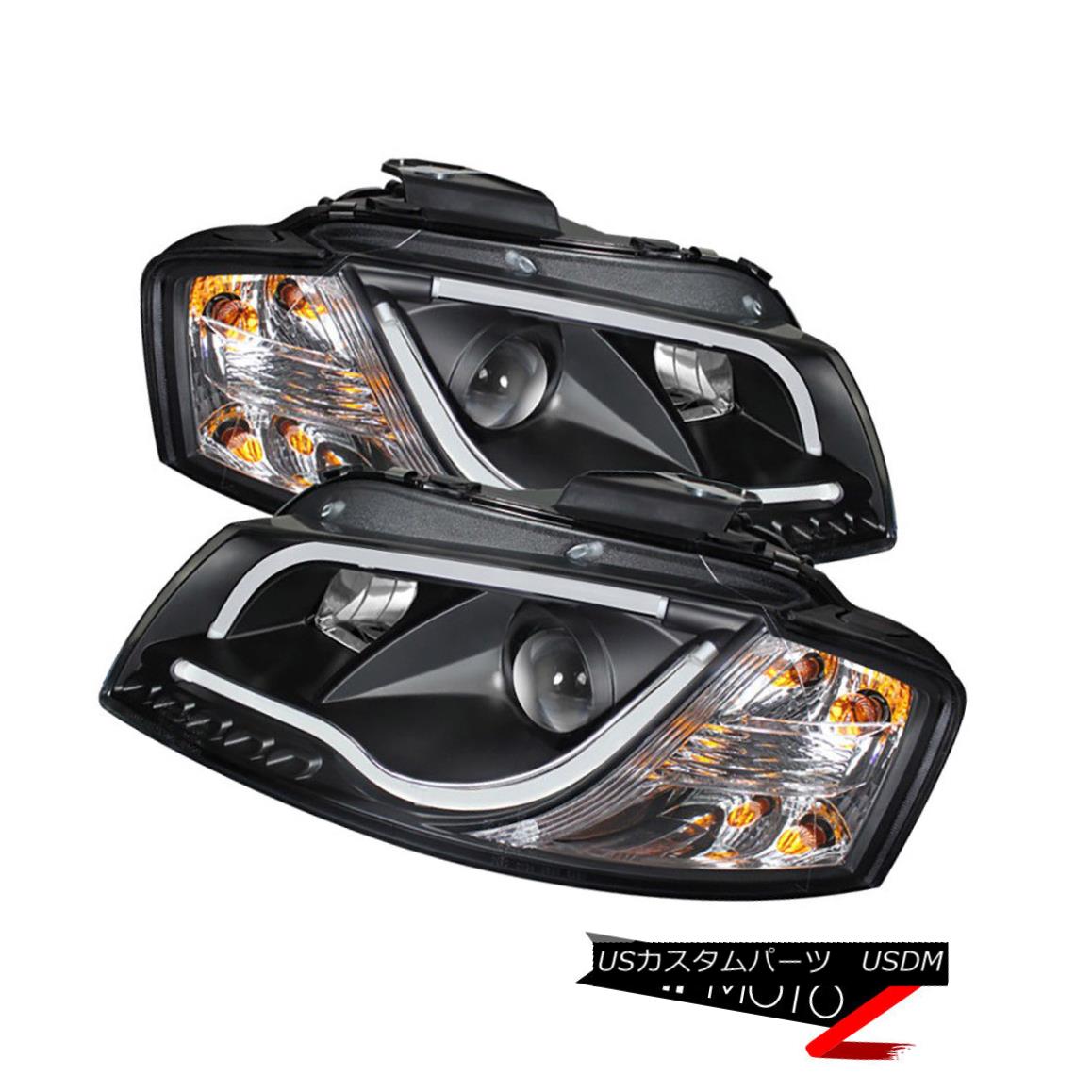 ヘッドライト店車用品 バイク用品 Led Tube Audi A3 Lamps パーツ ライト ランプ Headlight ヘッドライト 06 08 Quattro黒プロジェクターヘッドライト信号ランプ Led Quattro W Black 06 08 車用品 Projector Drlチューブ付 World倉庫 Drl Signal