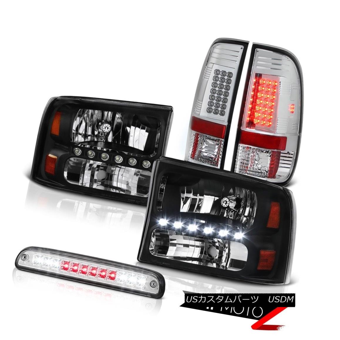 ヘッドライト Pair Black Headlamps High Stop LED Chrome SMD Tail Light 1999-2004 F350 6.8L ペアブラックヘッドランプハイストップLEDクロムSMDテールライト1999-2004 F350 6.8L 【並行輸入品】