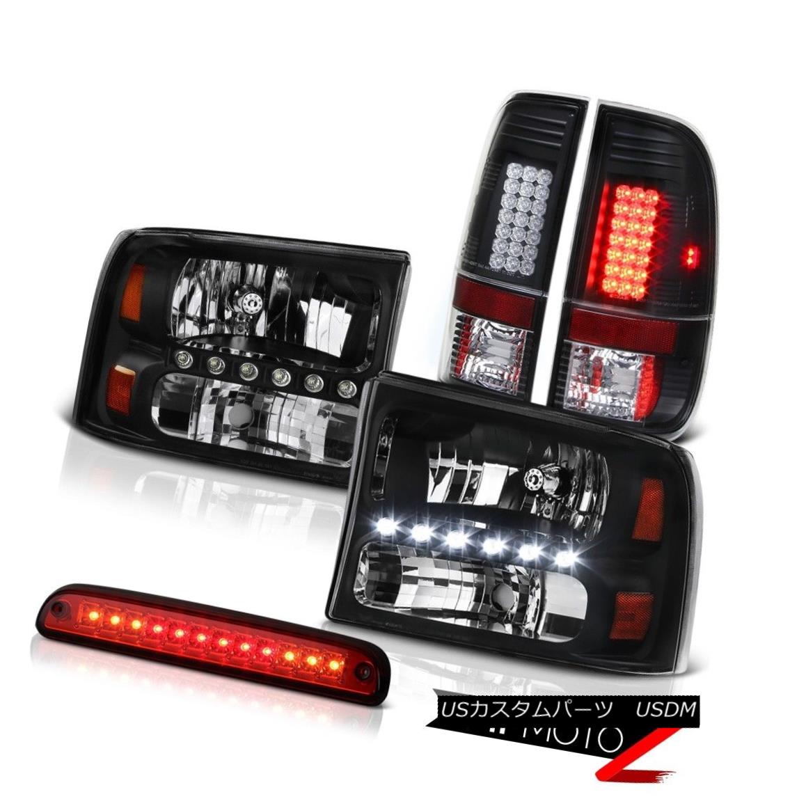ヘッドライト Black Headlights Headlamps High Stop LED Blubs Red 1999-2004 F250 Turbo Diesel ブラックヘッドライトヘッドランプハイストップLED電球赤1999-2004 F250ターボディーゼル 【並行輸入品】