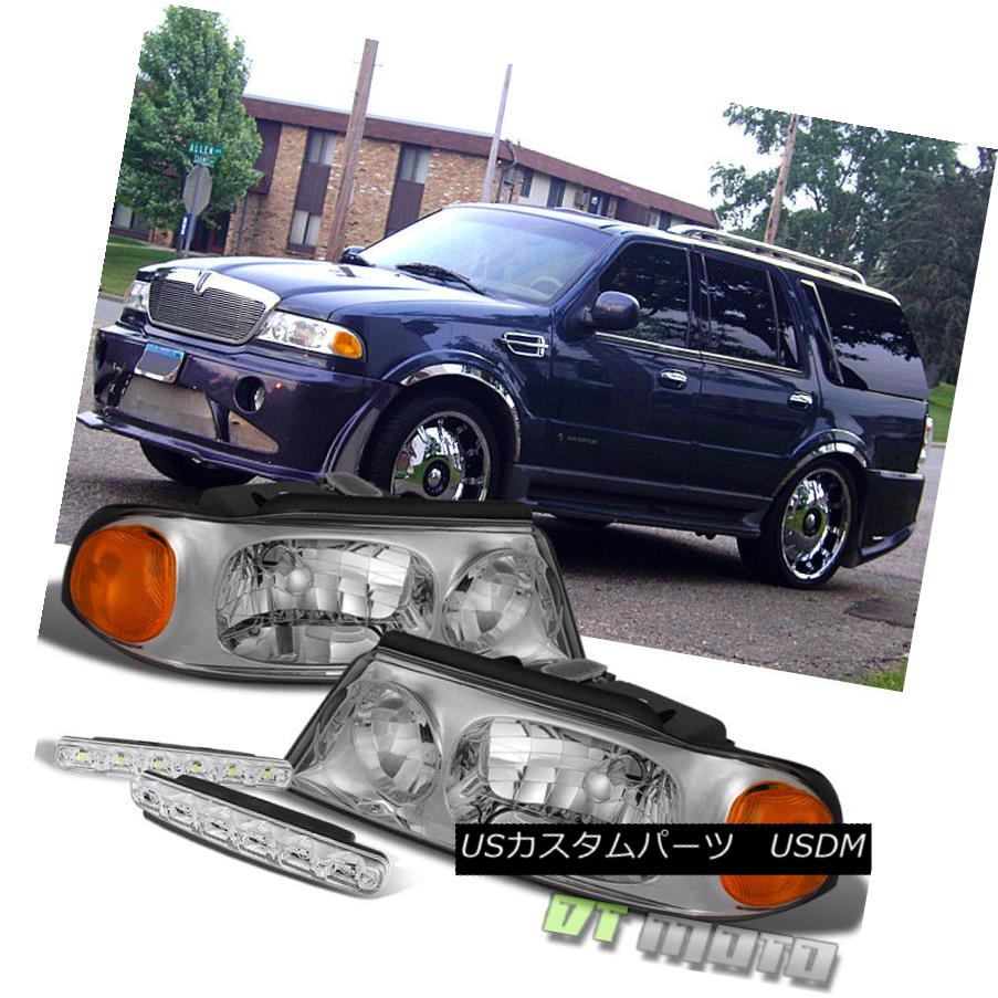 ヘッドライト For 98-02 Lincoln Navigator Replacement Chrome Headlights+Smd Bumper Fog Lights 98-02リンカーンナビゲーター交換用クロームヘッドライト+ Smdバンパーフォグライト 【並行輸入品】