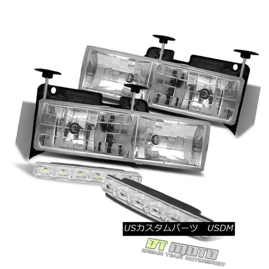 ヘッドライト For 88-98 Chevy/Gmc C10 Full Size Truck Crystal Glass Headlights+Smd Bumper Fog 88-98シボレー/ Gmc C10フルサイズトラッククリスタルガラスヘッドライト+ Smdバンパーフォグ 【並行輸入品】
