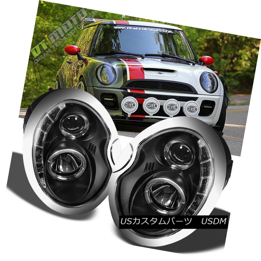 ヘッドライト Black 2002-2006 Mini Cooper Projector Headlights w/DRL LED Daytime Running Lamps ブラック2002-2006ミニクーパープロジェクターヘッドライト（DRL LEDデイタイムランニングランプ付） 【並行輸入品】