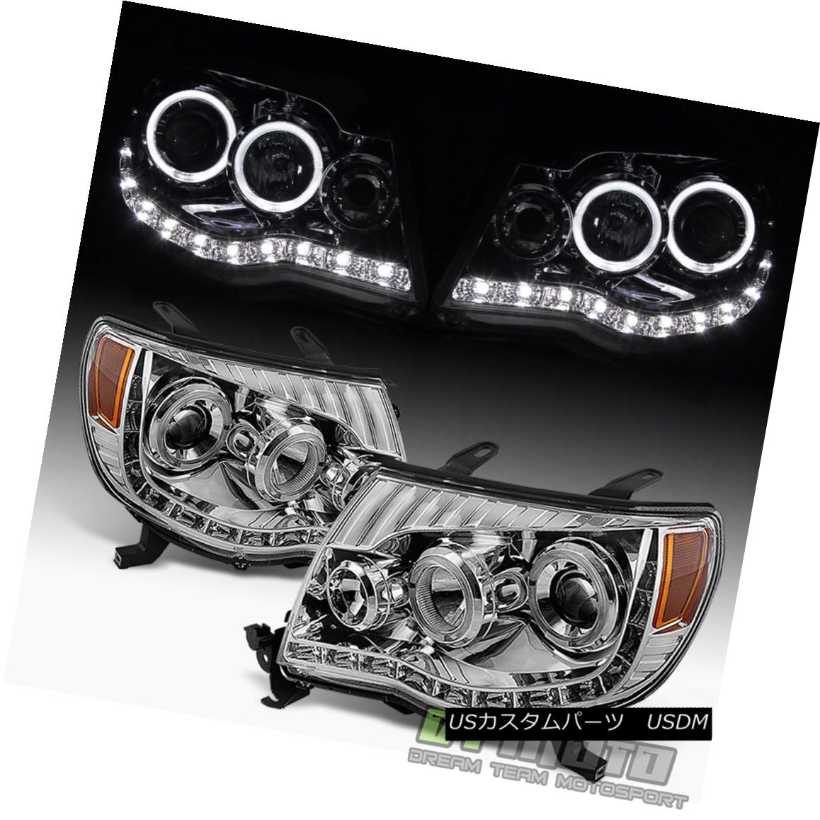ヘッドライト 2005-2011 Toyota Tacoma LED DRL Halo Projector Headlights Headlamps Left+Right 2005年?2011年トヨタタコマLED DRLハロープロジェクターヘッドライトヘッドランプ左+右 【並行輸入品】