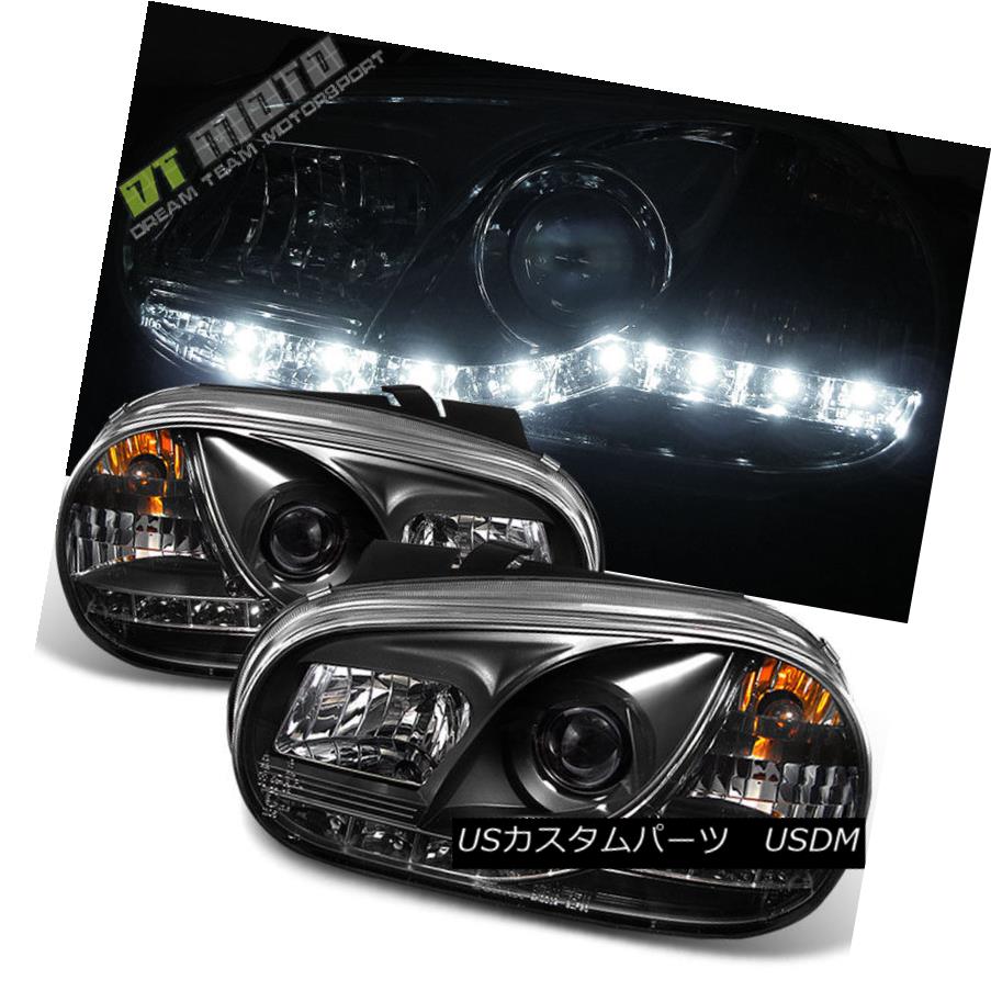 ヘッドライト Black 99-06 VW Golf Mk3 Projector Headlights w/Fog +Daytime Led Running Lights ブラック99-06 VWゴルフMk3プロジェクターヘッドライト（フォグ+デイタイムLedランニングライト付き） 【並行輸入品】