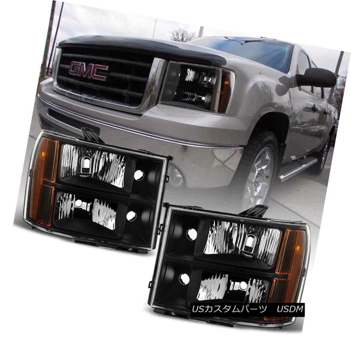 ヘッドライト Black 2007-2013 GMC Sierra 1500 2500 3500 Headlights Headlamps 07-13 Left+Right ブラック2007-2013 GMC Sierra 1500 2500 3500ヘッドライトヘッドランプ07-13左+右 【並行輸入品】