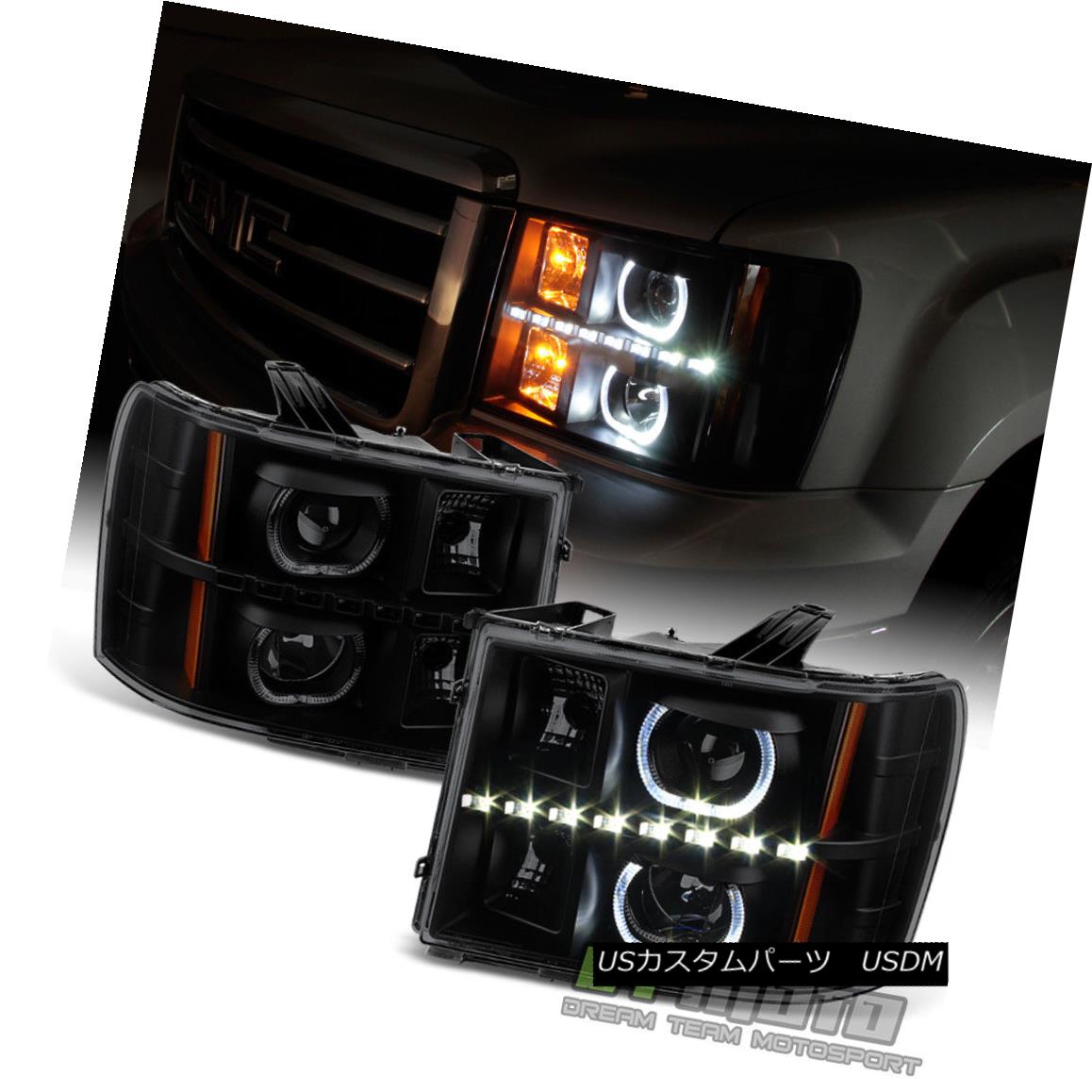 ヘッドライト Blk Smoke 2007-2013 GMC Sierra 1500 2500 LED Halo Projector Headlights Headlamps Blk Smoke 2007-2013 GMC Sierra 1500 2500 LEDハロープロジェクターヘッドライトヘッドランプ 【並行輸入品】