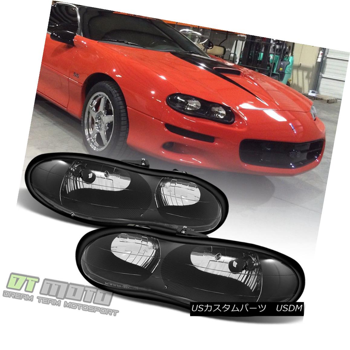 ヘッドライト Black 1998 1999 2000 2001 2002 Chevy Camaro Z28 Headlights Headlamps Left+Right ブラック1998 1999 2000 2001 2002シボレーカマロZ28ヘッドライトヘッドランプ左+右 【並行輸入品】