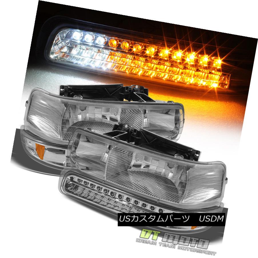 ヘッドライト 4PC 1999-2002 Chevy Silverado 00-06 Suburban Tahoe Headlights+LED Bumper Lights 4PC 1999-2002 Chevy Silverado 00-06郊外のTahoeヘッドライト+ LEDバンパーライト 【並行輸入品】