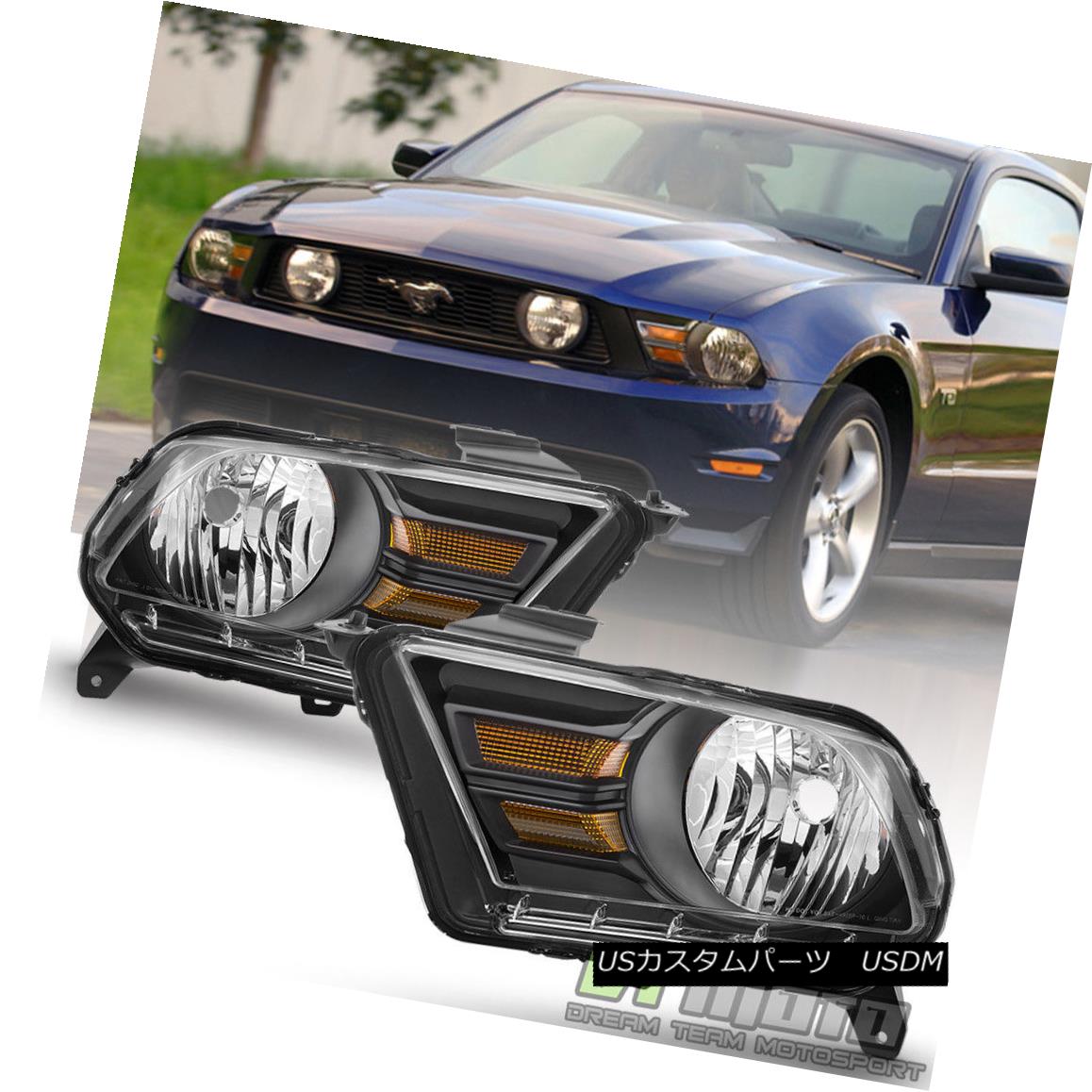 ヘッドライト Black 2010-2014 Ford Mustang Headlights Lights Lamps Headlamps Left+Right Pair ブラック2010-2014フォードマスタングヘッドライトライトランプヘッドランプ左+右ペア 【並行輸入品】