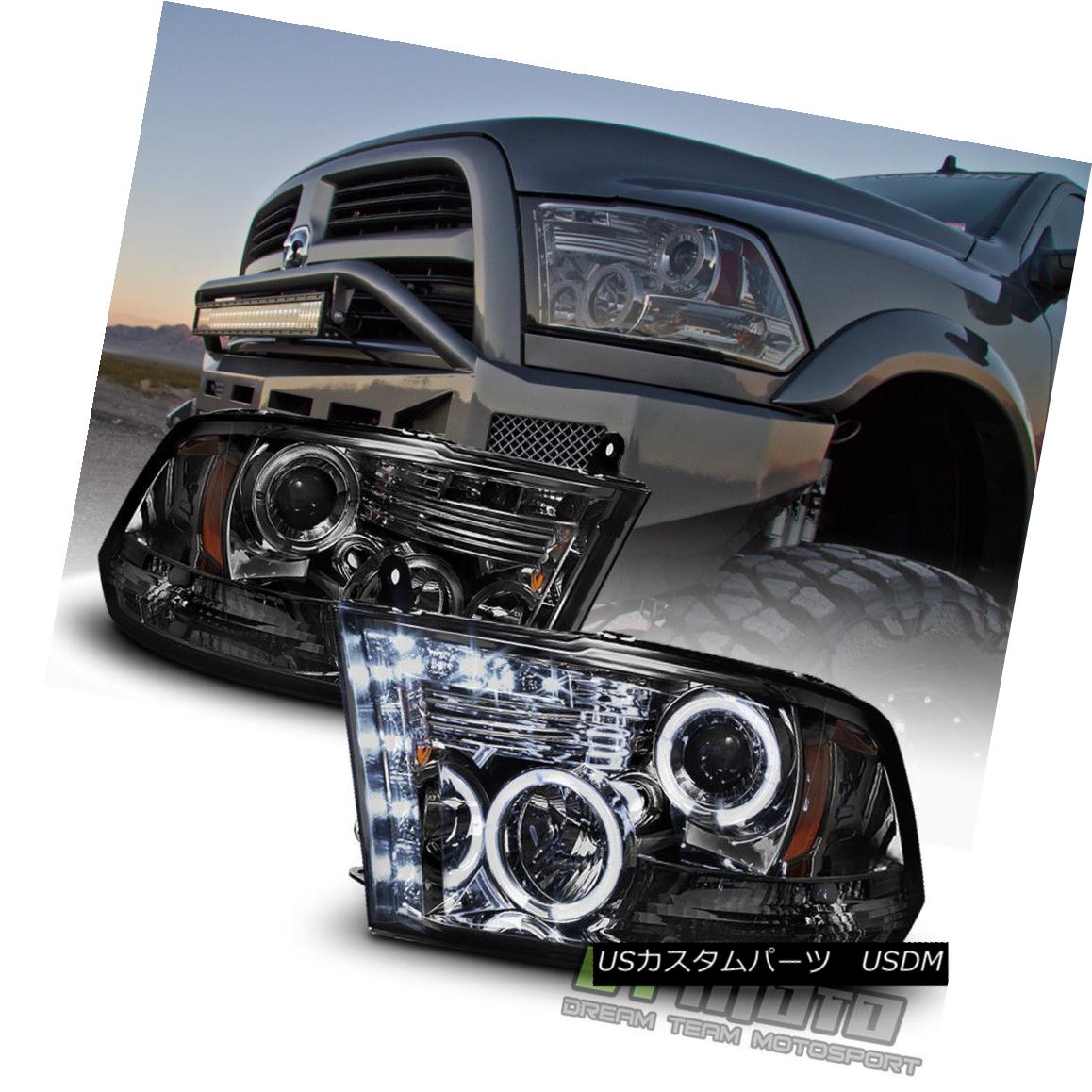 ヘッドライト Smoked 2009-2017 Dodge Ram 1500 2500 3500 Halo LED Projector Headlights Headlamp Smoke 2009-2017 Dodge Ram 1500 2500 3500 Halo LEDプロジェクターヘッドライトヘッドランプ 【並行輸入品】