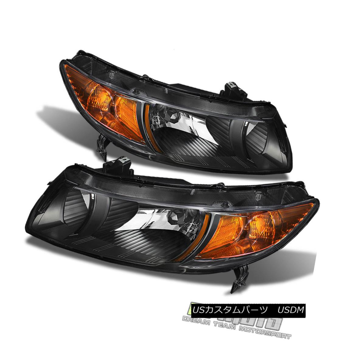 ヘッドライト For Black 2006-2011 Honda Civic Coupe 2Dr Headlights Headlamps 06-11 Left+Right ブラック2006-2011ホンダシビッククーペ2Drヘッドライトヘッドランプ06-11左+右 【並行輸入品】