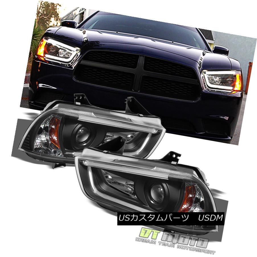 ヘッドライト Black 2011-2014 Dodge Charger DRL LED Tube Projector Headlights Headlamps 11-14 ブラック2011-2014ダッジチャージャーDRL LEDチューブプロジェクターヘッドライトヘッドランプ11-14 【並行輸入品】