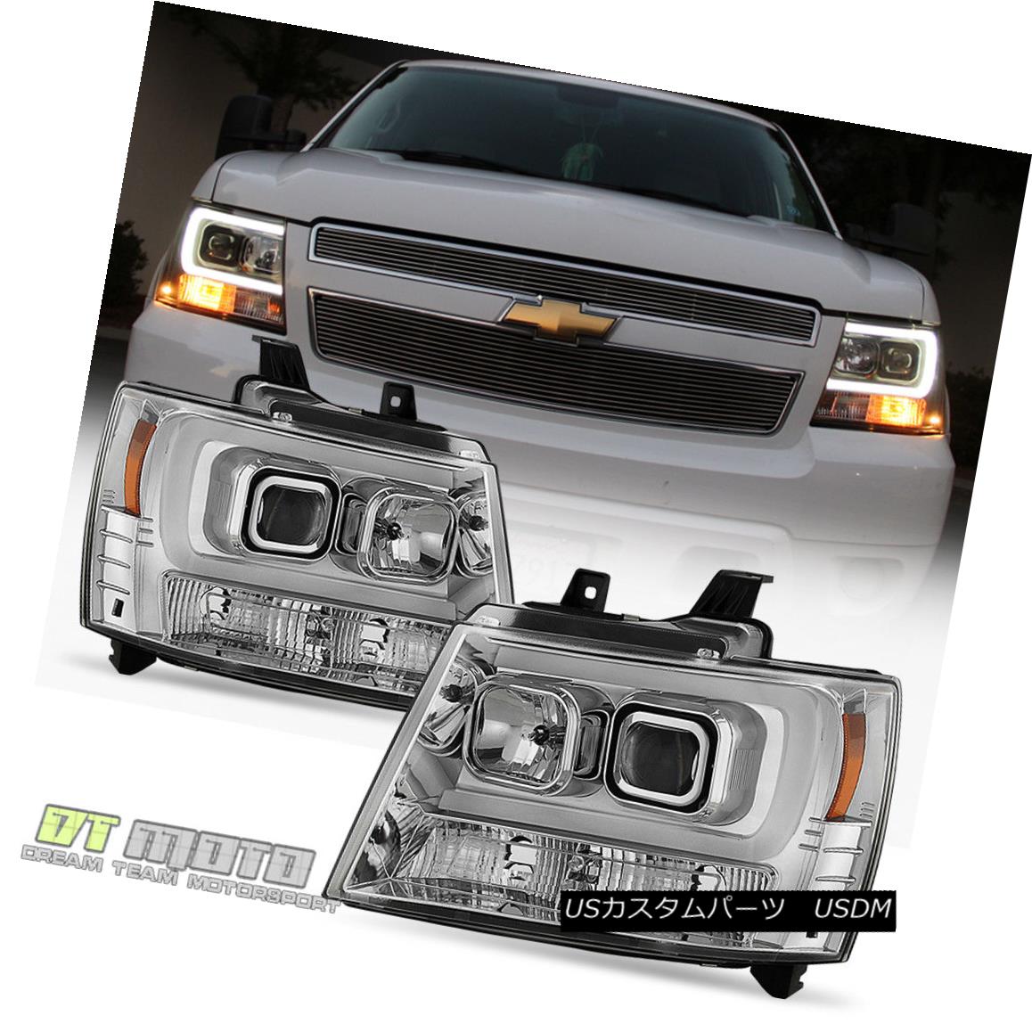 ヘッドライト 2007-2014 Chevy Suburban Tahoe Avalanche [LED Tube DRL] Projector Headlights Set 2007-2014シボレー郊外タホ雪崩[LEDチューブDRL]プロジェクターヘッドライトセット 【並行輸入品】