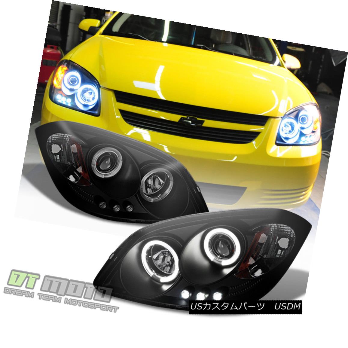 ヘッドライト Blk Smoked 2005-2010 Cobalt Pontiac G5 LED Halo Projector Headlights Left+Right Blk Smoke 2005-2010コバルトポンティアックG5 LEDハロープロジェクターヘッドライト左+右 【並行輸入品】