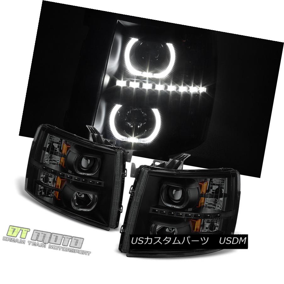 ヘッドライト Black Smoke 2007-2013 Chevy Silverado 1500 2500 3500HD Headlights LED Halo Lamps ブラックスモーク2007-2013シボレーシルバラード1500 2500 3500HDヘッドライトLEDハローランプ 【並行輸入品】