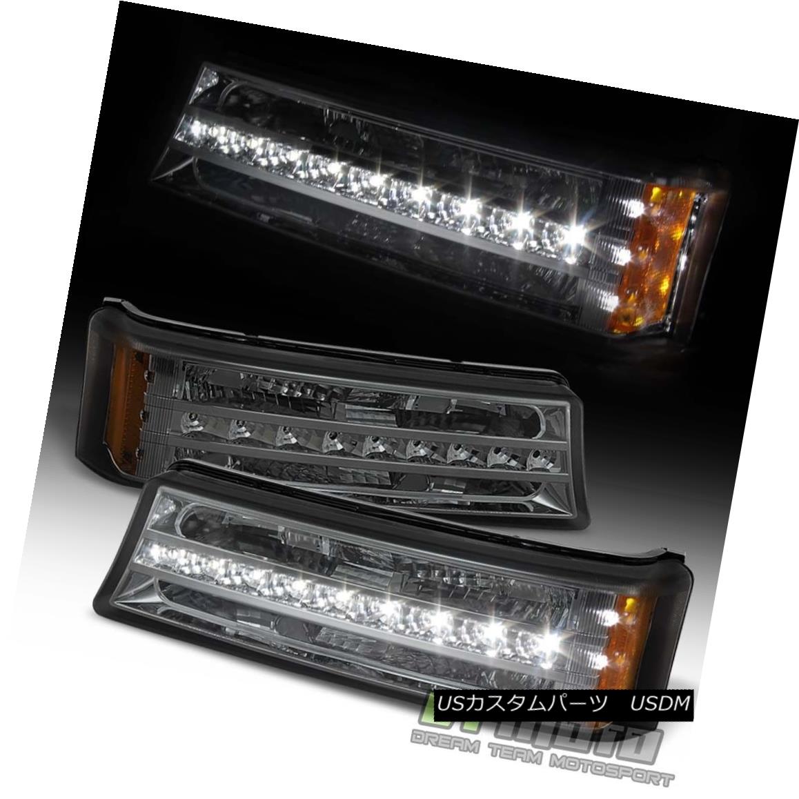 ヘッドライト Smoke 2003-2006 Chevy Silverado Avalanche LED DRL Bumper Parking Signal Lights 煙2003-2006シボレーシルバラード雪崩LED DRLバンパー駐車信号灯 【並行輸入品】