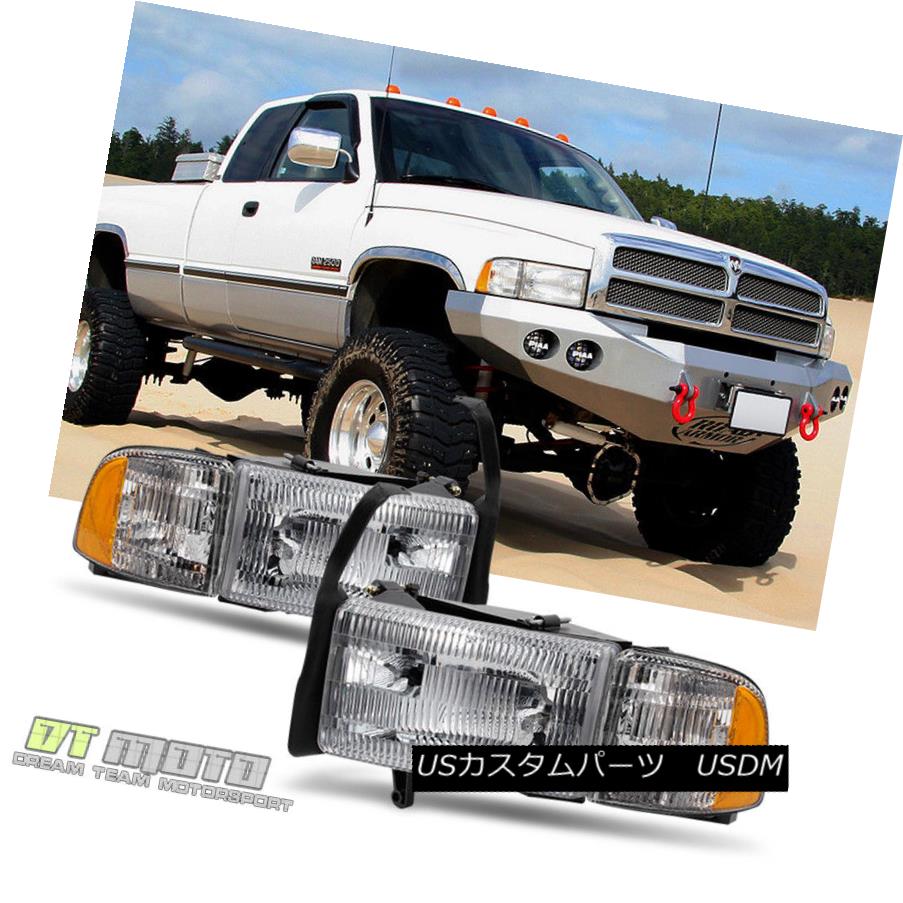 ヘッドライト 1994-2001 Dodge Ram 1500 2500 3500 Truck Headlights+Signal Corner Lamps Pair Set 1994-2001 Dodge Ram 1500 2500 3500トラック用ヘッドライト+シグリング nalコーナーランプペア 【並行輸入品】