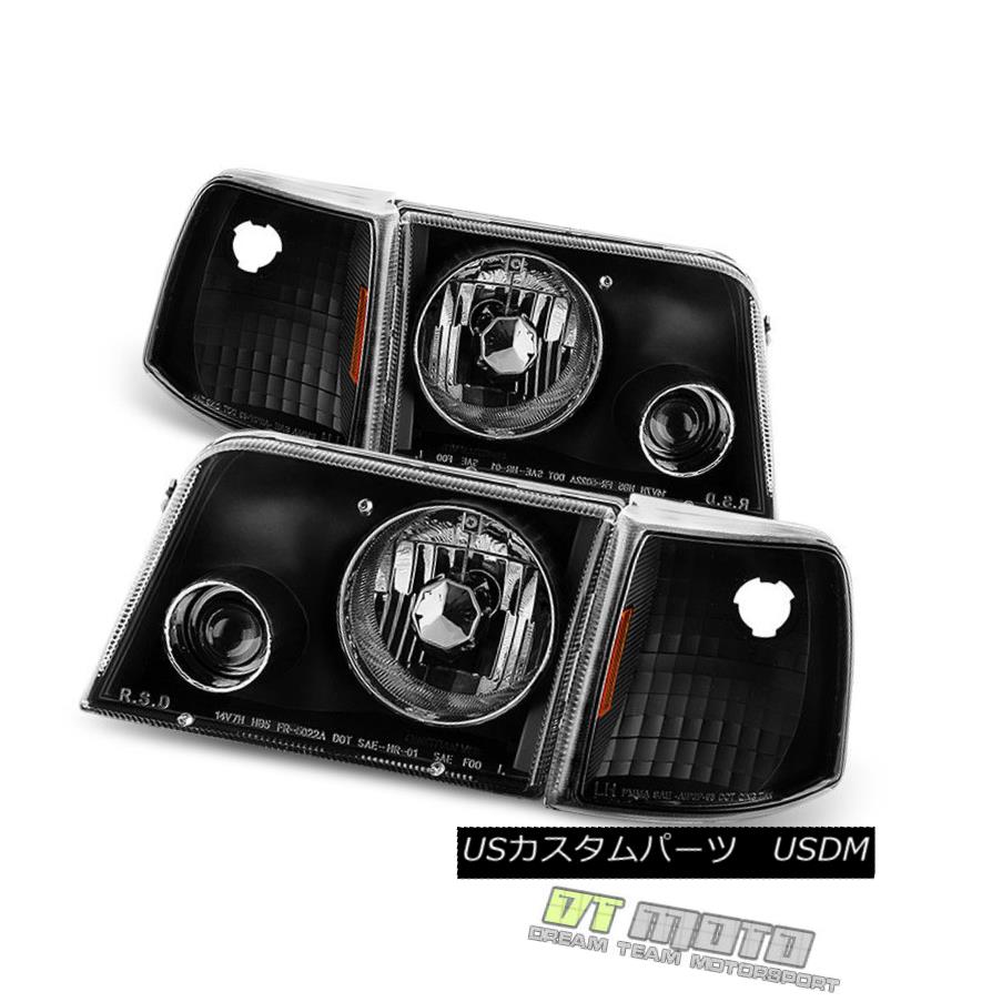 ヘッドライト Black 1993-1997 Ranger Headlights +Corner Signal Lamps w/Fog Lights Left+Right ブラック1993-1997レンジャーヘッドライト+コーナー信号ランプ（フォグライト付き）左+右 【並行輸入品】
