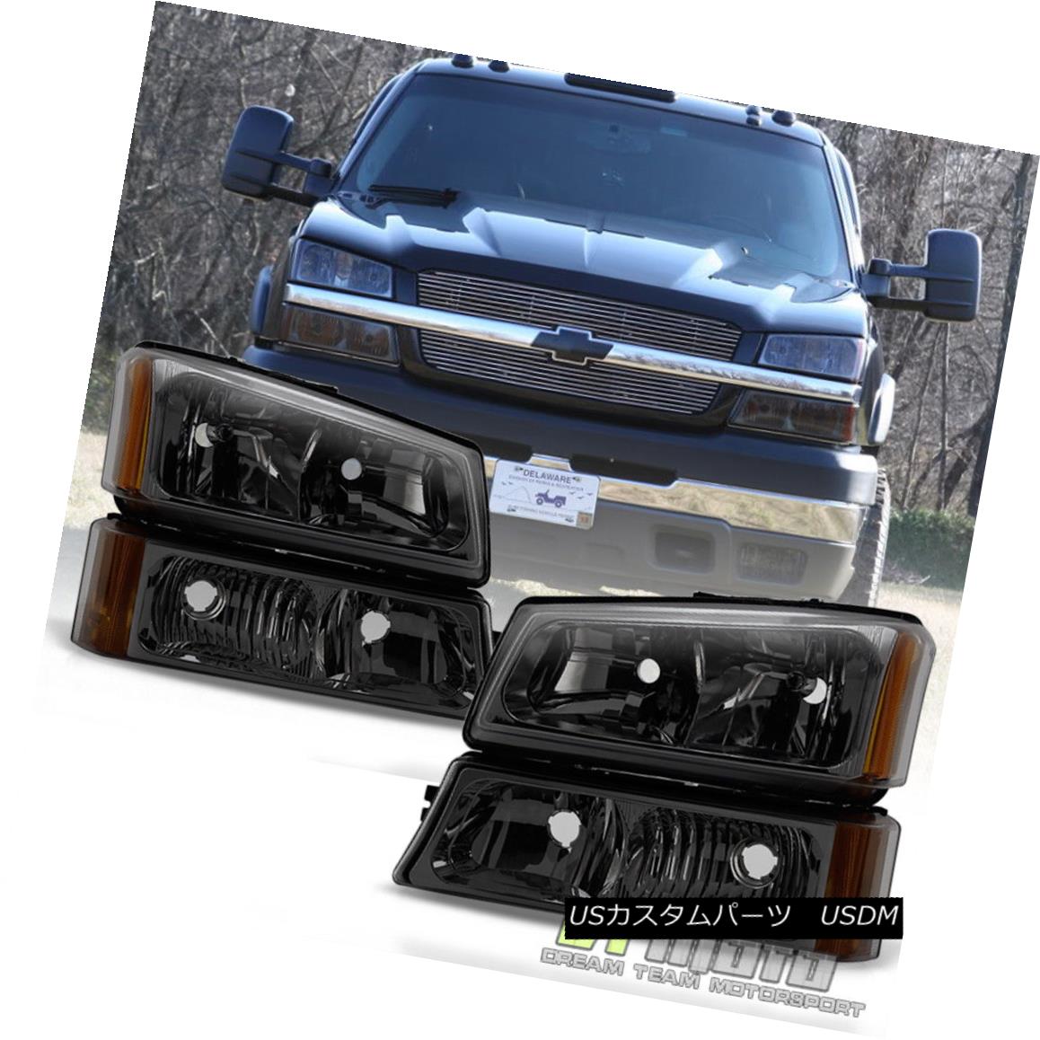 ヘッドライト Smoked 2003-2006 Chevy Silverado Headlights + Bumper Signal Lamps 03 04 05 06 スモーク2003-2006シボレーシルバラードヘッドライト+バンパーシグナルランプ03 04 05 06 【並行輸入品】