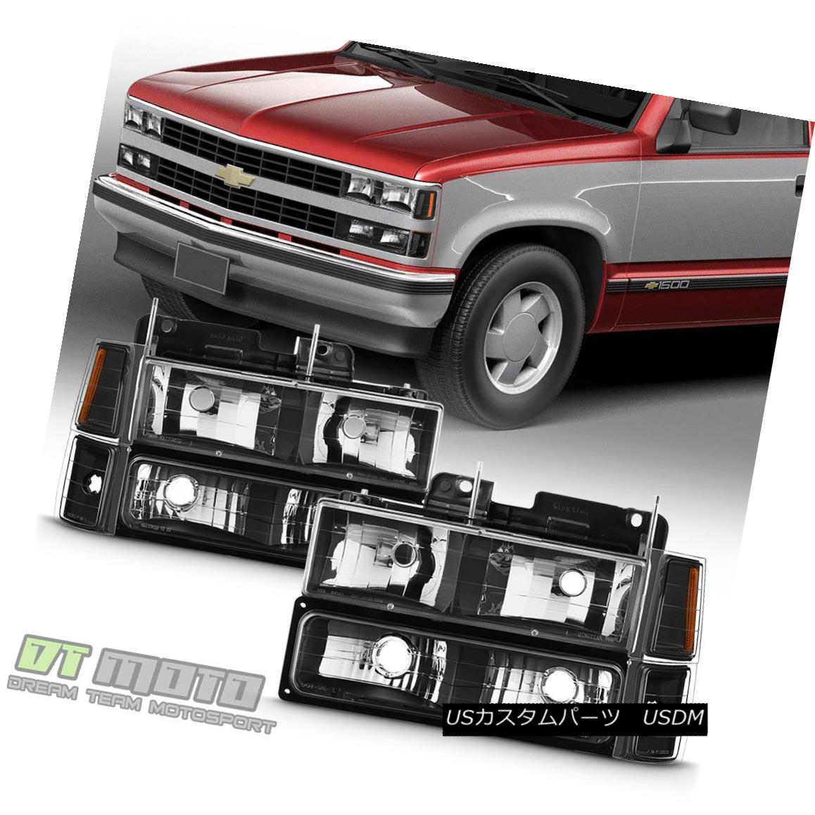 ヘッドライト Black 1994-1998 Chevy Silverado C10 C/K Tahoe Suburban Headlights +Corner+Bumper ブラック1994-1998シボレーシルバラードC10 C / Kタホ郊外ヘッドライト+コーナー+バンパー 【並行輸入品】