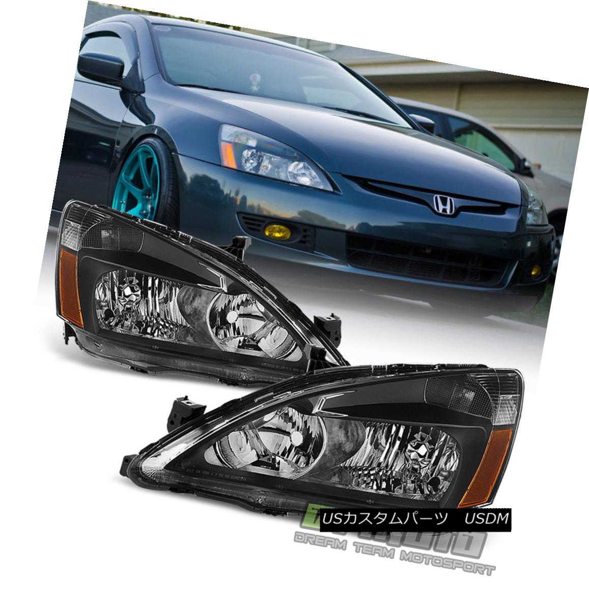 ヘッドライト For Black 2003-2007 Honda Accord 2Dr 4Dr Crystal Headlights Headlamps Left+Right ブラック2003-2007ホンダアコード2Dr 4Drクリスタルヘッドライトヘッドランプ左+右 【並行輸入品】