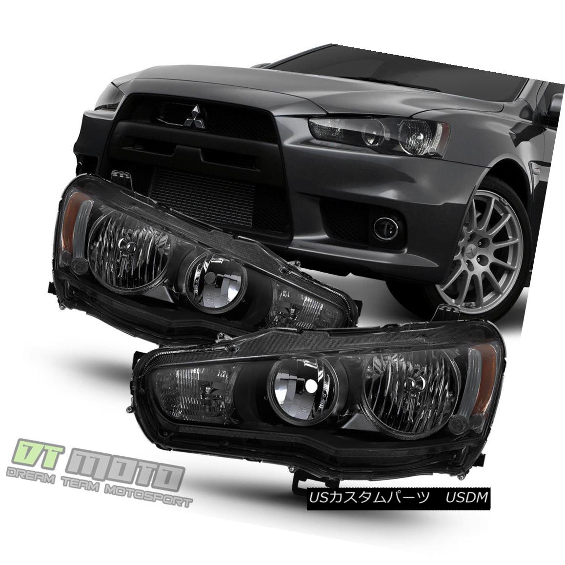 ヘッドライト Black Smoke 2008-2017 Lancer 08-15 Evolution EVO X Halogen Headlights Headlamps ブラックスモーク2008-2017ランサー08-15 Evolution EVO Xハロゲンヘッドライトヘッドランプ 【並行輸入品】