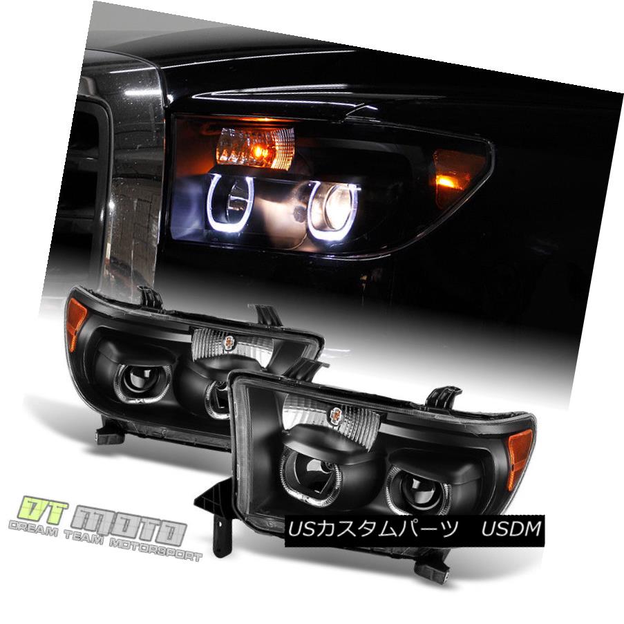 ヘッドライト Black 07-13 Toyota Tundra 08-17 Sequoia Quad LED Halo Projector Headlights Lamps ブラック07-13トヨタトンドラ08-17セコイアクワッドLEDハロープロジェクターヘッドランプ 【並行輸入品】