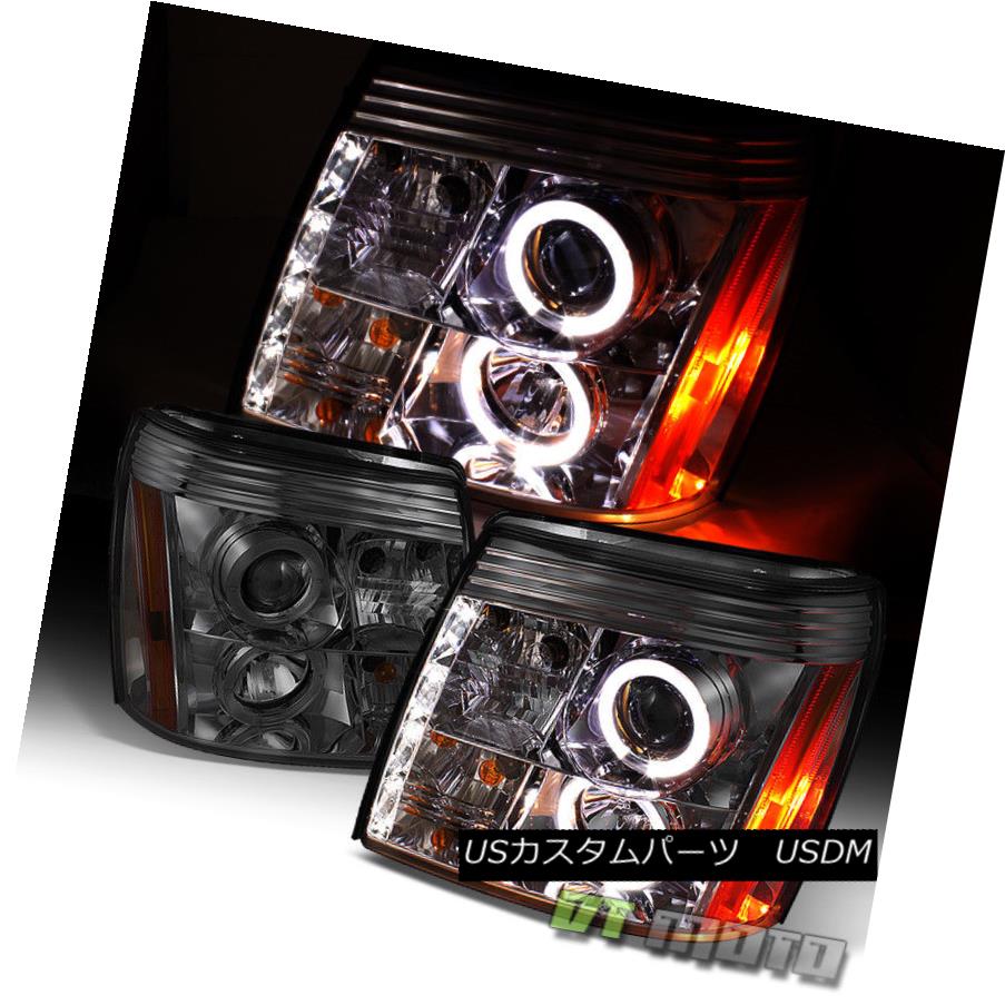 ヘッドライト Smoked 2002-2003 Cadillac Escalade Halo Projector Headlights w/Daytime DRL LED スモーク2002-2003 Cadillac Escalade Haloプロジェクターヘッドライト（Daylight DRL LED付） 【並行輸入品】