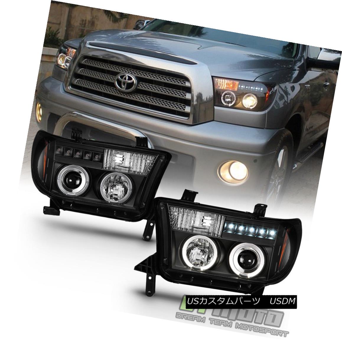 ヘッドライト Blk 2007-2013 Toyota Tundra 08-17 Sequoia LED DRL Halo Projector Headlights Lamp Blk 2007-2013 Toyota Tundra 08-17セコイアLED DRLハロープロジェクターヘッドランプ 【並行輸入品】