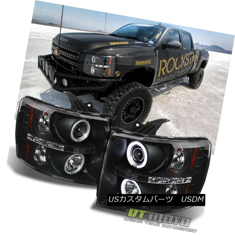 ヘッドライト Black 2007-2013 Silverado 1500 2500 3500 CCFL HALO+LED DRL Projector Headlights ブラック2007-2013 Silverado 1500 2500 3500 CCFLハロー+ LED DRLプロジェクターヘッドライト 【並行輸入品】