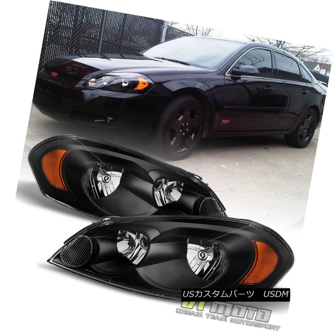 ヘッドライト Black 2006-2013 Chevy Impala 06-07 Monte Carlo Replacement Headlights Left+Right ブラック2006-2013シボレーインパラ06-07モンテカルロ代替ヘッドライト左+右 【並行輸入品】
