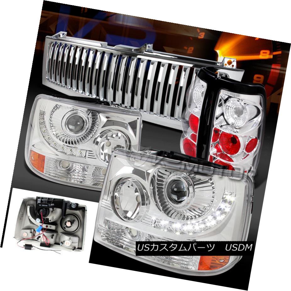 ライト・ランプ-激安/新作 Grille Lamps+Vertical Headlights+Tail Projector LED SMD  Chrome Silverado 99-02 ヘッドライト 99-02 lランプ+垂直グリル LEDプロジェクターヘッドライト+タイ SMD  Chrome Silverado